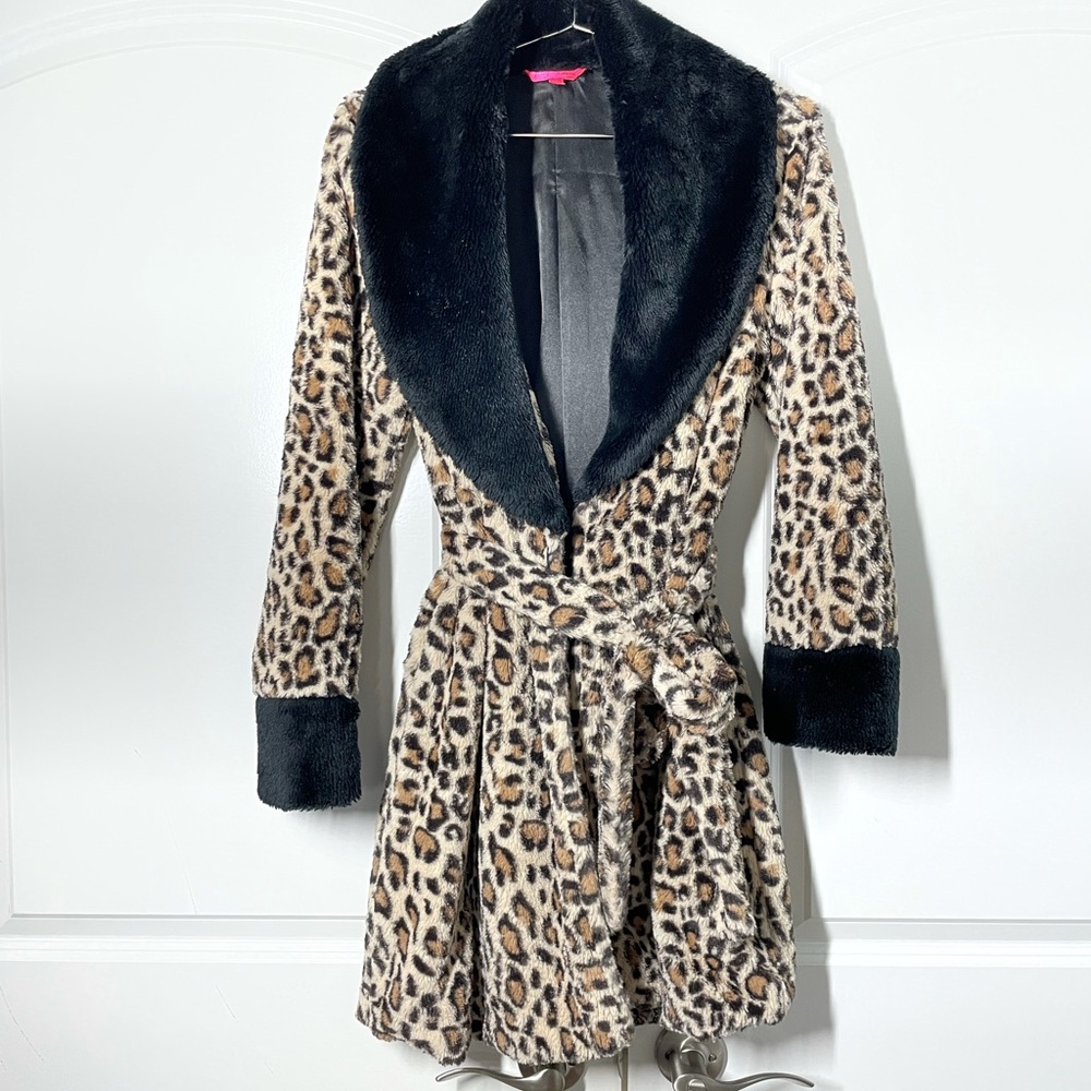 Betsey Johnson Vintage 2k Leopard Teddy Coat Robe size S - Picture 6 of 12